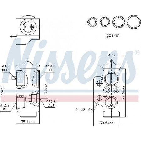 Válvula de expansão. clima Válvula de ar condicionado SEAT ALHAMBRA VW CALIFORNIA T5 CAMPER MULTIVAN T5 SHARAN TRANSPORTER T5 1. VW TRANSPORTER V (7JD, 7JE, 7JL, 7JY, 7JZ, 7FD), Support frame, 04.2003 - 08.2015 Nissens 999318