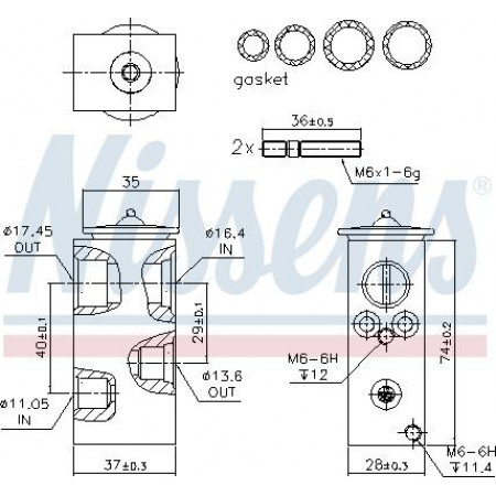Válvula de expansão. válvula de ar condicionado CITROEN BERLINGO BERLINGO MULTISPACE BERLINGO-MINIVAN C2 C2 ENTERPRISE C3 CITROEN BERLINGO (B9), Box/MPV, 04.2008 - Nissens 999292