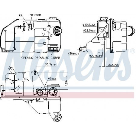 Tanque de expansión. refrigeración Vaso de expansión refrigeración líquida con conector con sensor de nivel MERCEDES CITARO O 530 CONECTOR MERCEDES-BENZ CITARO (O 530), Autobús, 01.1998 - Nissens 996061