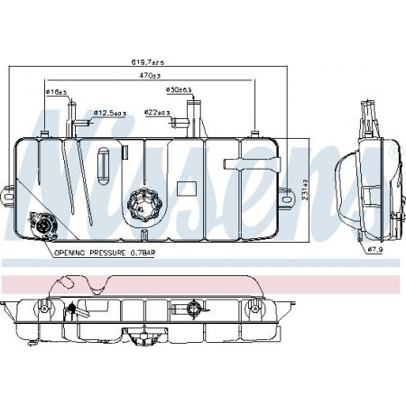 Vase d'expansion. refroidissement Vase d'expansion du liquide de refroidissement avec connecteur MERCEDES LK-LN2 01.84-12.98 MERCEDES-BENZ LK/LN2 (814L), 01.1984 - 12.2011 Nissens 996039