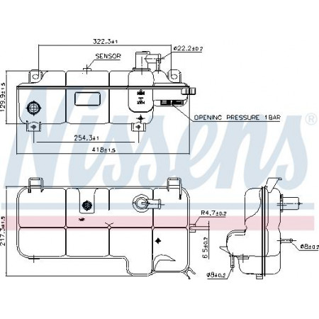 Antifreeze tank IVECO DAILY IV (ZCFC), Support frame, 05.2006 - 03.2012 Nissens 996072