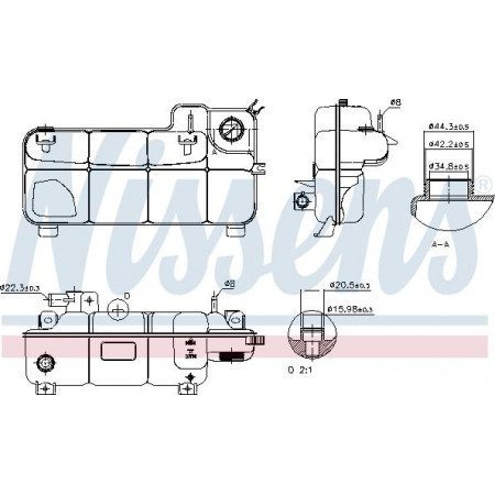 Expansievat. koeling Koelvloeistofexpansievat met connector met niveausensor IVECO DAILY IV 05.06-08.11 IVECO DAILY IV (ZCFC), Draagframe, 05.2006 - 03.2012 Nissens 996077