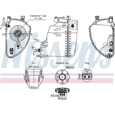 Vas de expansiune. racire Coolant expansion tank with plug with level sensor fits. BMW 5 G30 F90 5 G31 6 GRAN TURISMO G32 7 G11 Nissens 996198