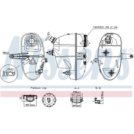 Vase d'expansion. Vase d'expansion du liquide de refroidissement MERCEDES S A217 S C217 S W222 V222 X222 05.13- Nissens 996192