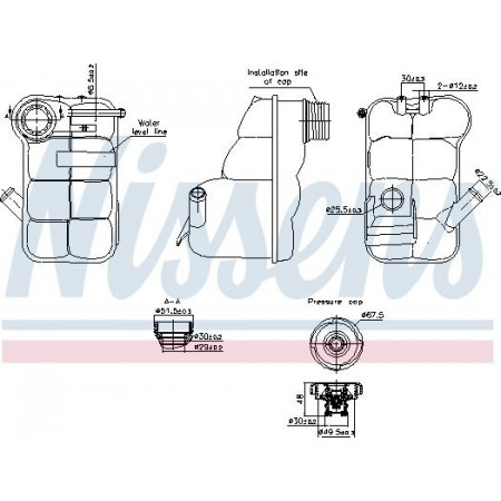 Vase d'expansion. Refroidissement Vase d'expansion du liquide de refroidissement avec bouchon. LAND ROVER DISCOVERY II 11.98-06.04 Nissens 996350