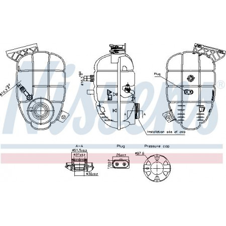 Vase d'expansion. refroidissement Vase d'expansion du liquide de refroidissement BMW 1 F20 1 F21 2 F22 F87 2 F23 3 F30 F80 3 F31 3 GRAN TURISMO F34 4 F32 Nissens 996325