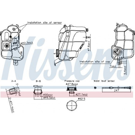 Expansion tank. cooling Coolant expansion tank with level sensor fits. FORD GALAXY II GALAXY MK II MONDEO IV S-MAX 05.06-06.15 Nissens 996294