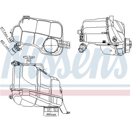 Expansion tank. cooling Coolant expansion tank with level sensor VOLVO S60 II S80 II V60 I ​​V70 III 09.09-12.16 Nissens 996297