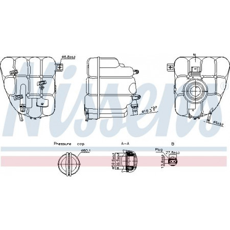 Expansion tank. cooling Coolant expansion tank with level sensor PORSCHE CAYENNE VW TOUAREG 04.10- Nissens 996255