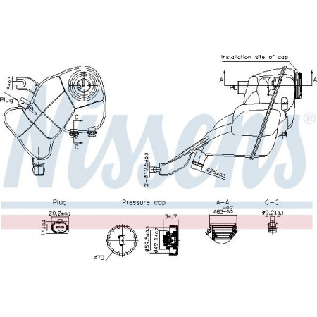 Expansion tank. cooling Coolant expansion tank with plug with level sensor fits. MERCEDES S C216 S W221 10.05-12.13 Nissens 996204