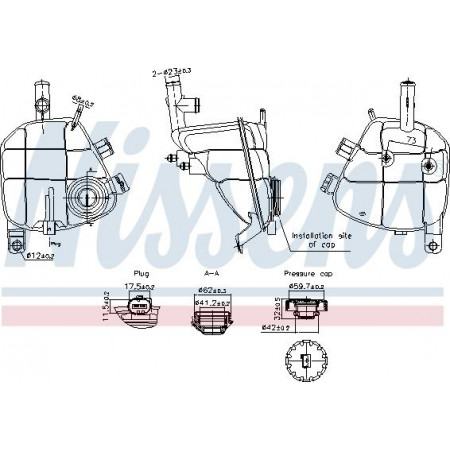 Vas de expansiune. racire Coolant expansion tank with plug with level sensor fits. MERCEDES GL X164 M W164 SLS AMG C197 SLS AMG Nissens 996202