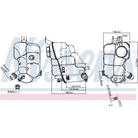 Tanque de expansão. refrigeração Tanque de expansão do líquido de refrigeração com plugue com sensor de nível LAND ROVER DISCOVERY SPORT RANGE ROVER EVOQUE LAND ROVER RANGE ROVER EVOQUE (L538), Sabrioleta, 11.2015 - Nissens 996230