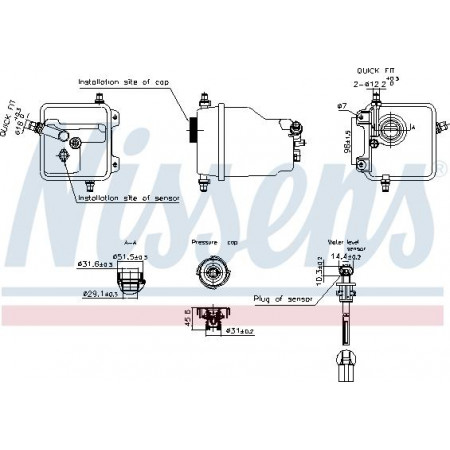 Tanque de expansión. refrigeración Depósito de expansión de refrigerante con tapón con sensor de nivel BMW X5 E53 01.00-10.06 BMW X5 (E53), Crossover, 01.2000 - 12.2006 Nissens 996274