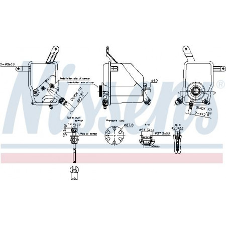 Tanque de expansão. refrigeração Tanque de expansão do líquido refrigerante com plugue com sensor de nível BMW 5 E60 5 E61 6 E63 6 E64 12.01-12.10 BMW 6 - II (E63), Compartimento, 09.2003 - 12.2010 Nissens 996270