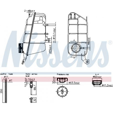 Tanque de expansão. refrigeração Tanque de expansão do líquido de refrigeração com plugue com sensor de nível MERCEDES G W463 S C215 S W220 07.97- MERCEDES-BENZ G-CLASS (W463), Conversível, 09.1989 - Nissens 996271