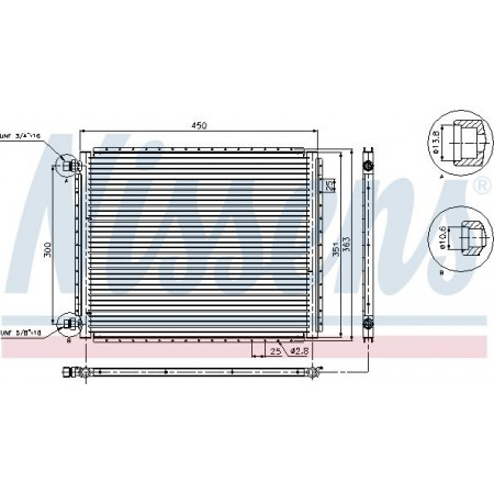 Condensador. ar condicionado Condensador A-C 450x351x16 Nissens 94958