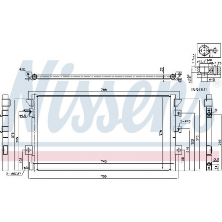 Condensor. Chrysler Voyager koeler airco 95 - 3.8 V6 en Benz. M - Aut. A - C - - A - A PLYMOUTH VOYAGER / GRAND VOYAGER, Dubita, 01.1995 - 03.2001 Nissens 94680