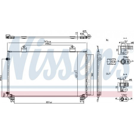 Condenser. air conditioning A-C condenser with dryer aluminum TOYOTA SIENNA 3.3-3.5 12.04- Nissens 940916
