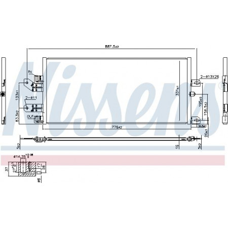 Condenseur. Condenseur de climatisation A-C 776x331x16 convient. SCANIA LPGRS PGRT 01.03- SCANIA P,G,R,T - série (N320), 01.2003 - Nissens 940486