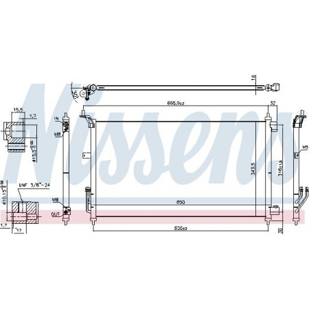 Condensador. ar condicionado condensador AC com secador NISSAN TIIDA 1.6-1.8 09.04-12.12 Nissens 940557
