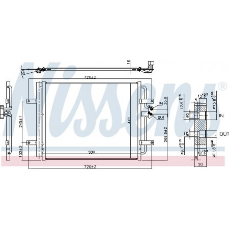 Condensor. airconditioning airco condensor met droger VW GOLF VII Elektrisch 03.14-01.21 VW GOLF VII (5G1, BQ1, BE1, BE2), Hatchback, 08.2012 - Nissens 940584