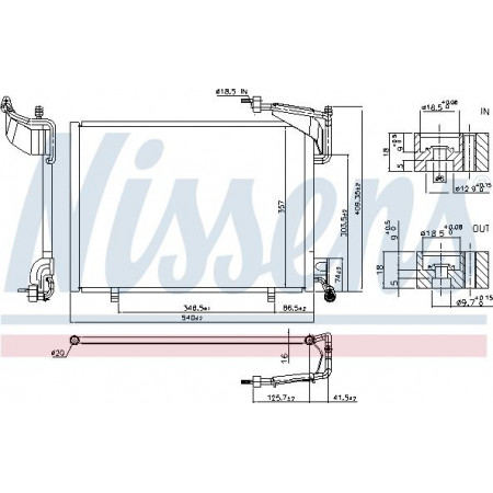 Condensatore. Condensatore aria condizionata FORD B-MAX FIESTA VI TOURNEO COURIER B460 TRANSIT COURIER B460 TRANSIT COURIER B460 FORD FIESTA VI (CB1, CCN), Hatchback, 06.2008 - Nissens 940528
