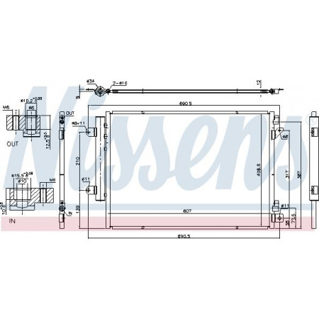 Condenseur. Condenseur de climatisation avec sécheur SUZUKI S-CROSS SX4 S-CROSS VITARA 1.0-1.6D 08.13- SUZUKI VITARA (LY), Crossover, 02.2015 - Nissens 940676