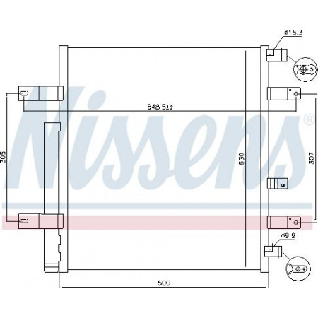 Condenseur. Condenseur de climatisation A-C 500x530x16 MERCEDES ATEGO ATEGO 2 ATEGO 3 ECONIC 2 01.98- MERCEDES-BENZ ECONIC 2, Châssis support, 04.2013 - Nissens 940094