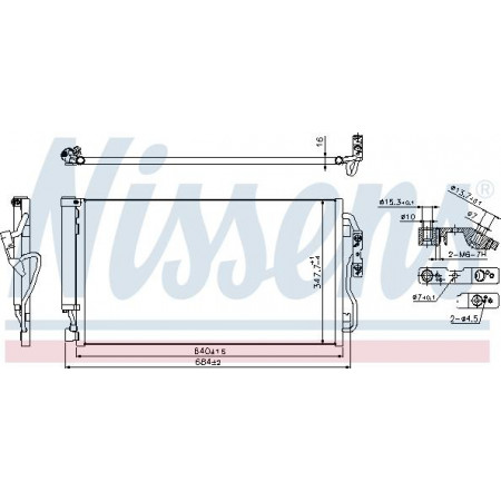 Condensador. Condensador de aire acondicionado A-C con secador BMW 1 F20 1 F21 2 F22 F87 3 F30 F80 3 F31 3 GRAN TURISMO F34 4 F32 F82 4 BMW 3 - VI (F30, F80), Sedan, 03.2011 - 10.2018 Nissens 940357