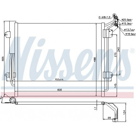 Condensador. Aire acondicionado A-C de condensador con secadora. SEAT ALHAMBRA VW SHARAN 1,4-2,0-2.0D 05,10- SEAT ALHAMBRA (710, 711), furgoneta, 06,2010 - Nissens 940256