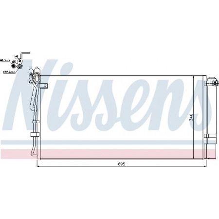 Condenseur. Condenseur de climatisation avec sécheur HYUNDAI GENESIS 3.8 01.08-12.14 HYUNDAI GENESIS (BK38), Compartiment, 01.2008 - Nissens 940250