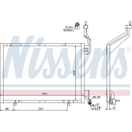 Condensatore. Condensatore aria condizionata FORD B-MAX FIESTA VI 1.6D 02.10- FORD B-MAX (JK), Dubita, 10.2012 - Nissens 940287
