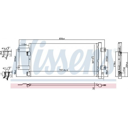 Condenser. air conditioning Condenser A-C aluminum 767x367x16 MAN TGS I TGX I ​​10.05-09.21 MAN TGS (56S / TGS), 10.2005 - Nissens 941073