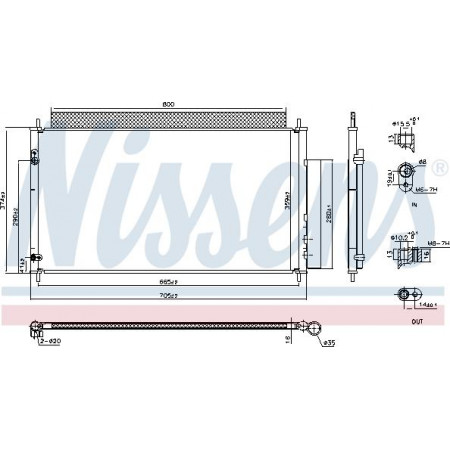 Condensor. airconditioning A-C condensor met droger aluminium HONDA CIVIC IX 1.6D-1.8 09.11- HONDA CIVIC IX Tourer (FK), Tourism, 01.2014 - Nissens 941188