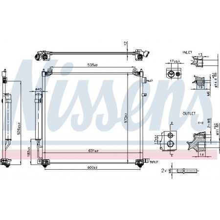 Condensator. climatizare A-C condenser with dryer LAND ROVER DEFENDER DISCOVERY V RANGE ROVER IV RANGE ROVER SPORT II 2.0- Nissens 941295