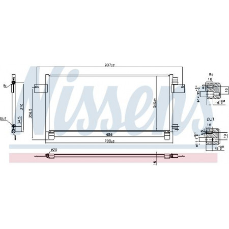 Condensor. airconditioning airco condensor 790x340x16 MAN TGA TGX I ​​03.07-06.19 Nissens 941259