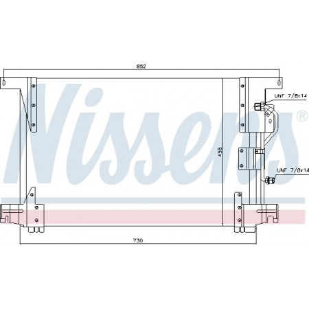 Kondensator. Klimaanlage Kondensator A-C 730x458x19 MERCEDES ACTROS ACTROS MP2 - MP3 ZETROS 04.96- MERCEDES-BENZ ZETROS, Tragrahmen, 09.2008 - Nissens 94336