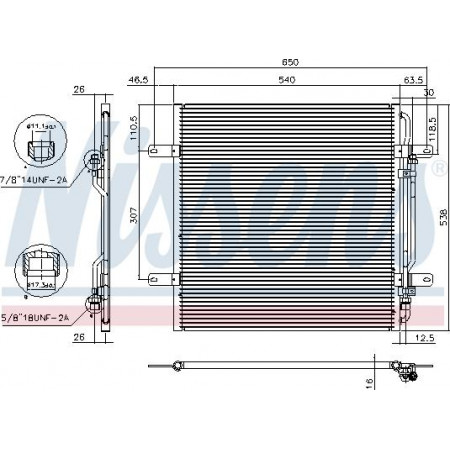 Condensor. airconditioning Condensor A-C 500x537x16 MERCEDES ATEGO ATEGO 2 01.98- MERCEDES-BENZ ATEGO 2 (970.27), 01.2004 - Nissens 94337