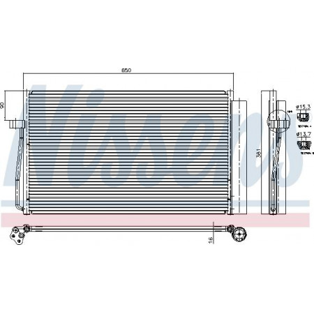 Condensor. airconditioning BMW koelere lucht 7 E 65 01 - 740 d Diesel Auto. A - C A - A BMW 6 - II (E64), Cabriolet, 03.2004 - 12.2010 Nissens 94747