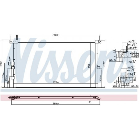 Condensador. Aire acondicionado frío Jaguar X-Type 3.0 V6 Benz. M-Aut. A - C - - A - A JAGUAR X-TYPE (X400), Sedán, 03.2001 - 11.2009 Nissens 94718