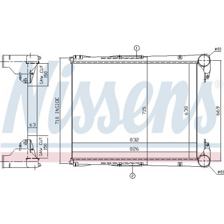 Interkoeler. intercoolercompressor RVI KERAX PREMIUM MIDR06.02.26W-4-MIDR06.23.56B-41 04.96- RENAULT TRUCKS PREMIUM, 04.1996 - Nissens 96967