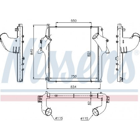 Refroidisseur intermédiaire. compresseur intercooler diamètre 115 mm MERCEDES ACTROS ACTROS MP2 - MP3 OM541.920-OM542.969 04.96- MERCEDES-BENZ ACTROS (954.03), 04.1996 - 10.2003 Nissens 96972