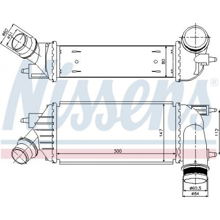 Interkoeler. compressor Intercooler CITROEN C8 JUMPY FIAT SCUDO PEUGEOT 807 EXPERT EXPERT TEPEE TOYOTA PROACE 2.0D 03.06- FIAT SCUDO (270_, 272_), Draagframe, 01.2007 - Nissens 96467