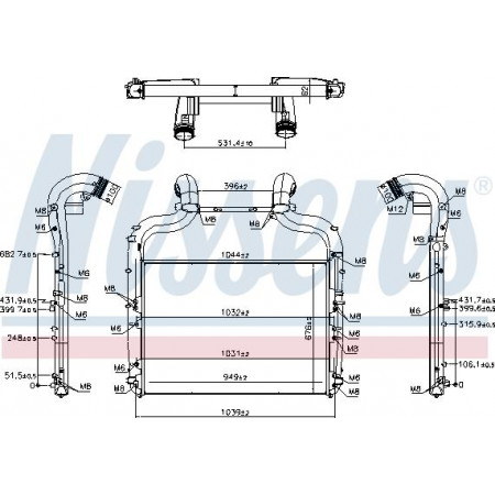 Interkoeler. intercoolercompressor met aftapplug EURO 6 DAF XF 106 MX-11320-MX-13390 10.12- DAF XF (H4SN3), 10.2012 - Nissens 96424