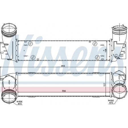 Intercooler. compressor O refrigerador de ar de alimentação se encaixa. BMW 3 E90 3 E91 3 E92 X1 E84 2.0D-3.0D 03.06-06.15 BMW 1 (E82), Compartimento, 10.2006 - 10.2013 Nissens 96595