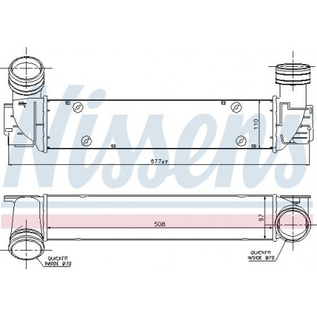 Interkoeler. Intercoolercompressor BMW 3 E90 3 E91 3 E92 3 E93 3.0D 12.04-12.13 BMW 3 - V (E92), Compartiment, 01.2005 - 12.2013 Nissens 96551