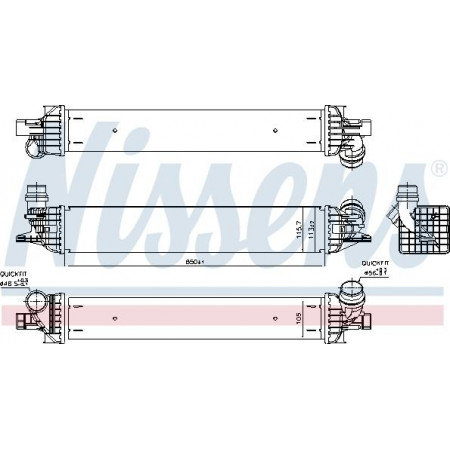 Ladeluftkühler. Kompressor Renault Laguna III 10.07- RENAULT LAGUNA III (BT0/1), Schrägheck, 10.2007 - 12.2015 Nissens 96625