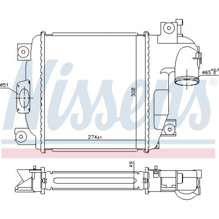 Intercooler. Intercooler compressor TOYOTA HILUX VII 2.5D-3.0D 11.04-09.15 TOYOTA HILUX VII (_N1_, _N2_, _N3_), Ridica, 08.2004 - Nissens 961424