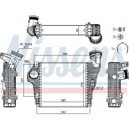 Intercooler. Intercooler compressor PORSCHE MACAN 3.0-3.6 02.14- PORSCHE MACAN (95B), Crossover, 02.2014 - Nissens 961426