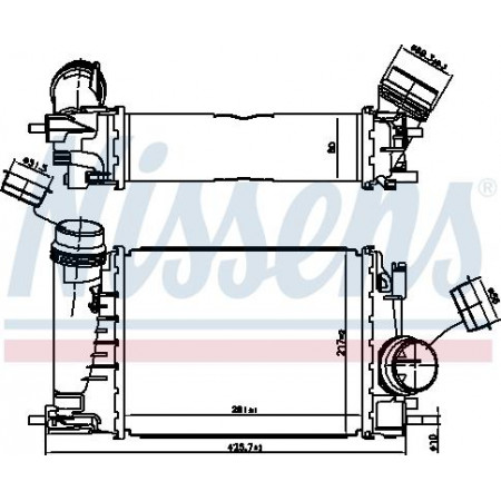 Intercooler. Intercooler de compressor RENAULT CAPTUR I GRAND SCENIC IV KADJAR MEGANE IV SCENIC IV TALISMAN 1.3 01.18- RENAULT CAPTUR I (J5_, H5_), Hatchback, 06.2013 - Nissens 961521